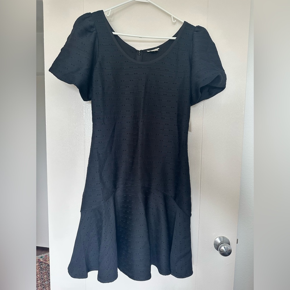 Shoshanna Drop-waist Textured Black Dress